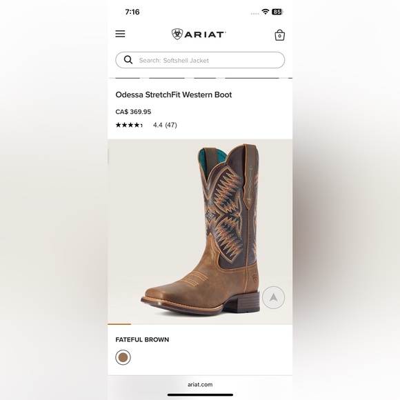 Ariat Shoes - Ariat Women's Odessa StretchFit Western Boot - Brown